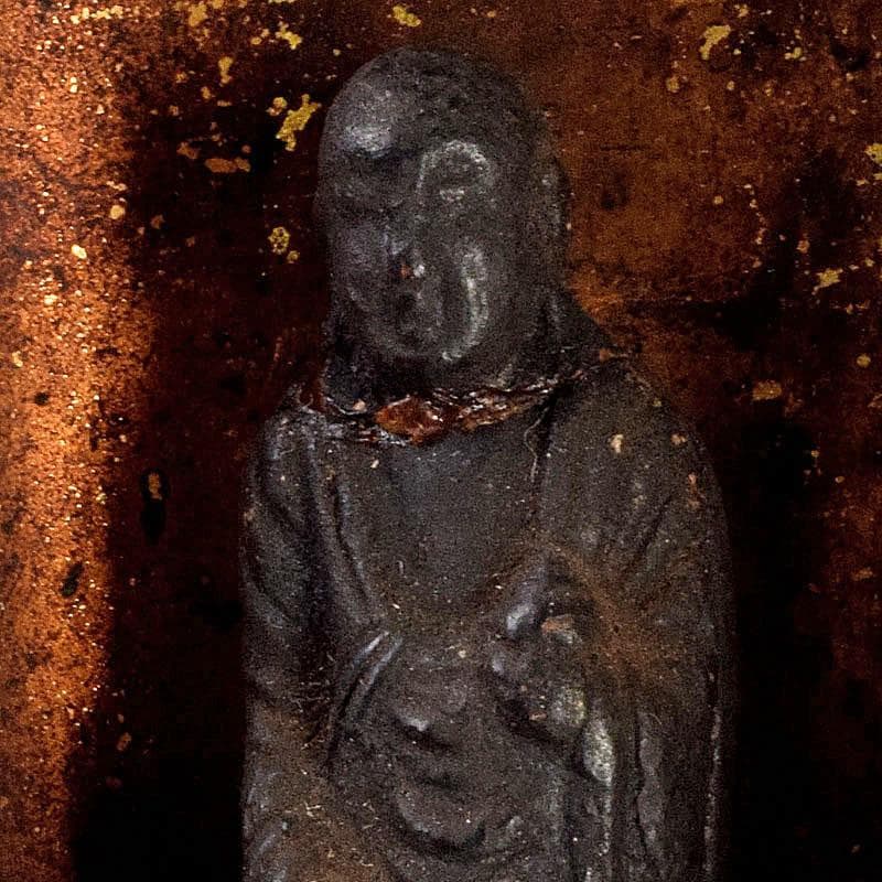金嶺(かなみね) 仏教美術　木彫　仏像　豆仏　懐中仏　厨子付　C　8901