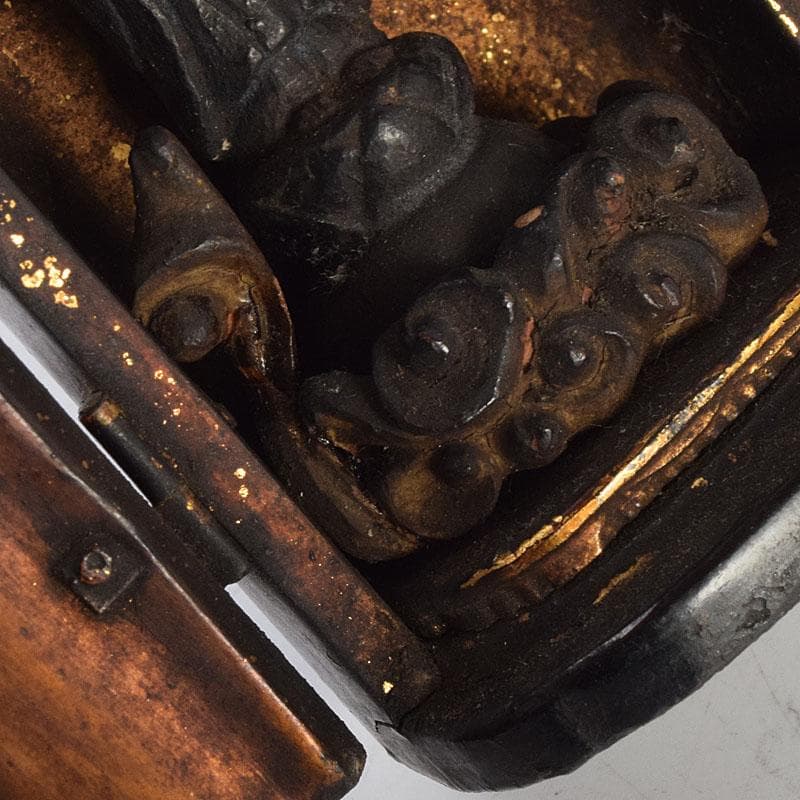 金嶺(かなみね) 仏教美術　木彫　仏像　豆仏　懐中仏　厨子付　C　8901