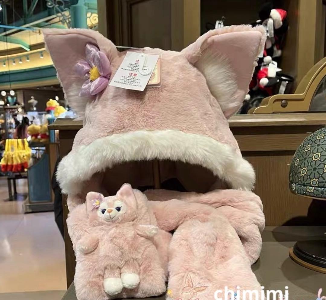 上海ディズニー リーナベル　フード付　ぬいぐるみマフラー　帽子