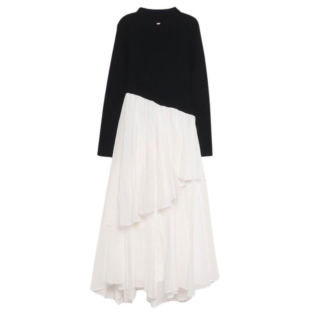 anuans イレギュラーヘムニットドッキングワンピース