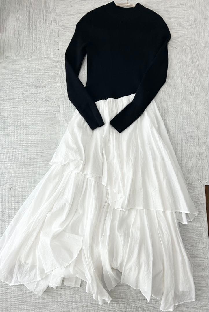 anuans イレギュラーヘムニットドッキングワンピース