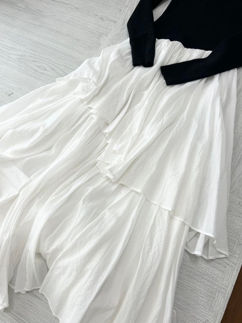 anuans イレギュラーヘムニットドッキングワンピース