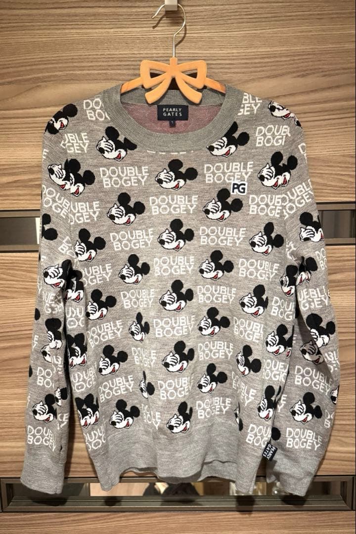 【パーリーゲイツ】ミッキーDOUBLE BOGEY クルーネックニットサイズ1