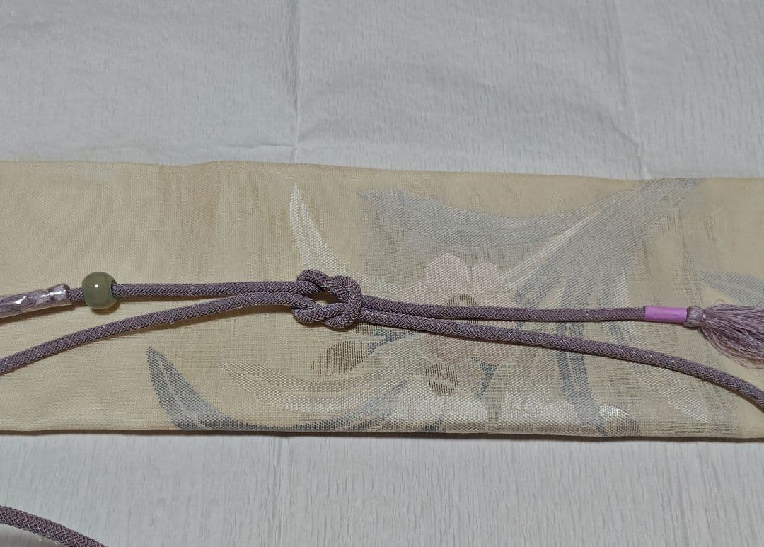 夏物の袋帯　正絹　オシャレ帯締め添えて