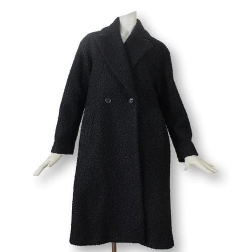 25【極美品】ポールスミス コート 38 M 黒 もこもこ素材 ワインレッド裏地