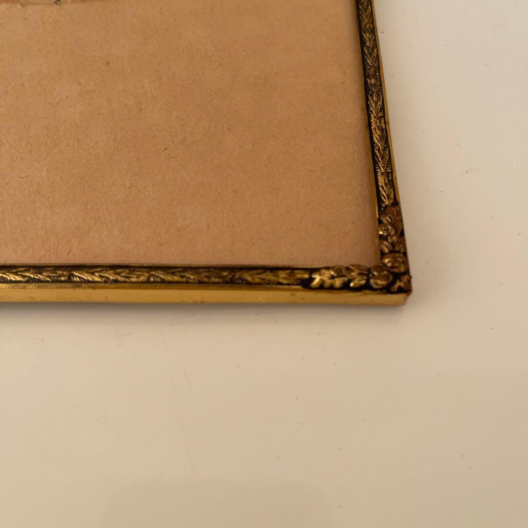 vintage flame 装飾の美しいフレーム 3点 真鍮と木製