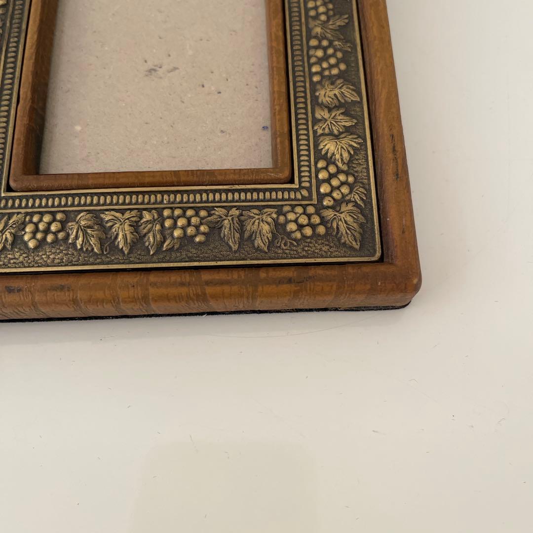 vintage flame 装飾の美しいフレーム 3点 真鍮と木製