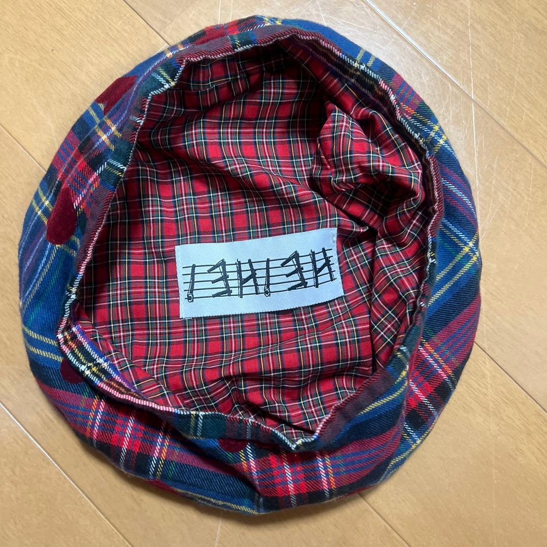 HEIHEI ハート模様 チェック柄 帽子 スカーフ セット