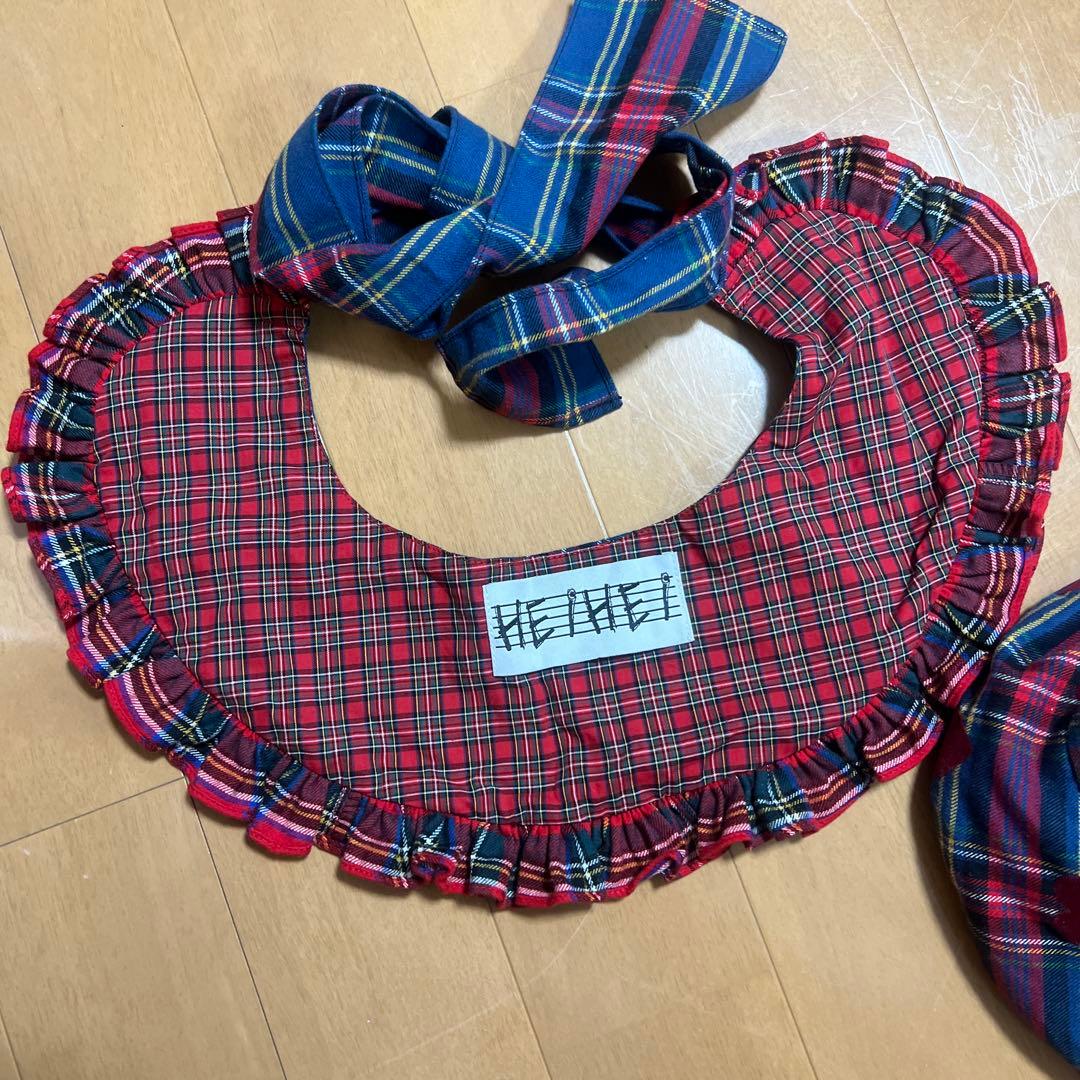 HEIHEI ハート模様 チェック柄 帽子 スカーフ セット