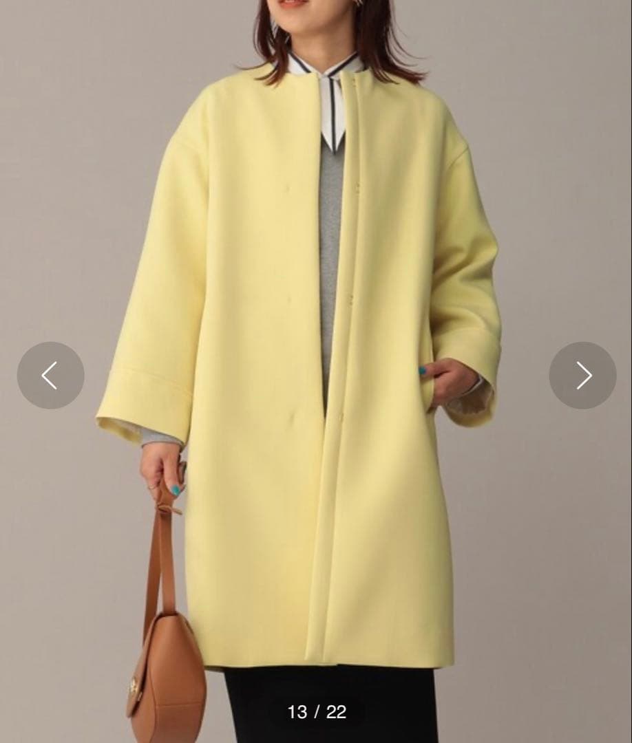 新品☆UNTITLEDドライエアクロスノーカラーコート/アナイ、セオリー、23区