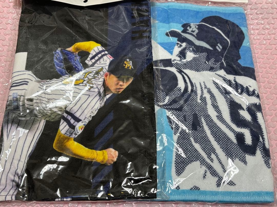 ソフトバンクホークス 板東湧梧 初勝利 直筆サインフォト フェイスタオル BBM