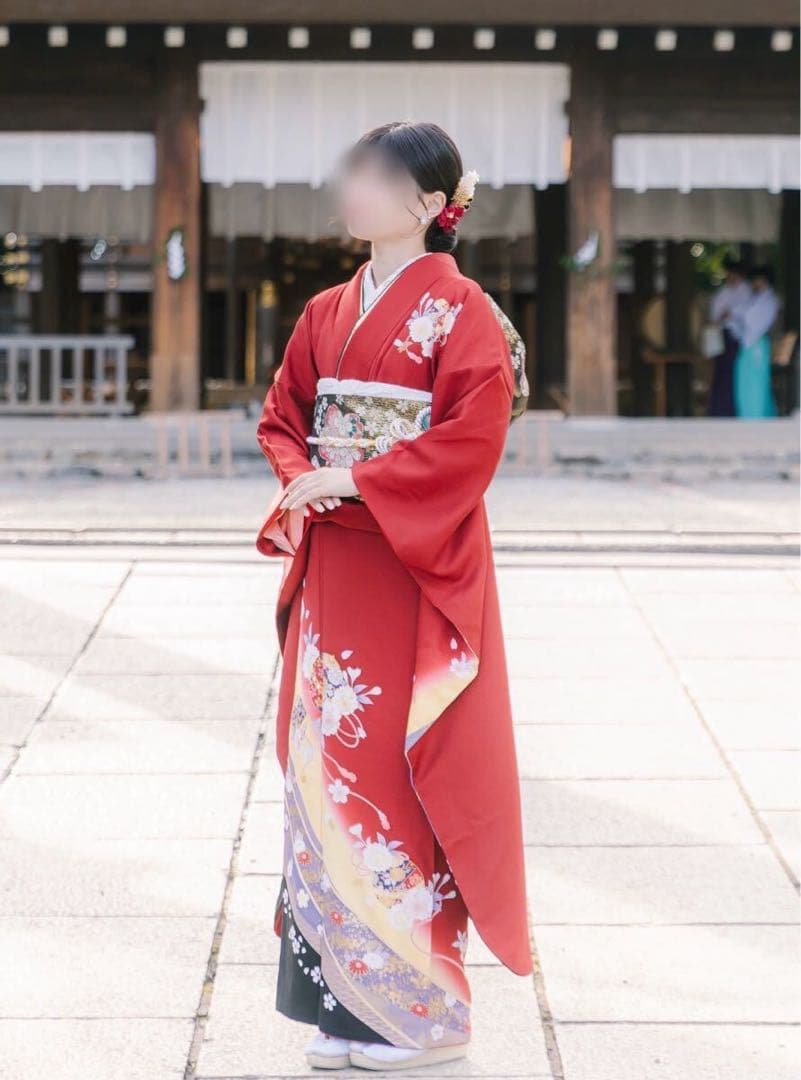 ⭐︎可愛い赤振袖フルセット⭐︎京都きもの友禅 金駒刺繍 古典柄 暈し染め 後撮り1回