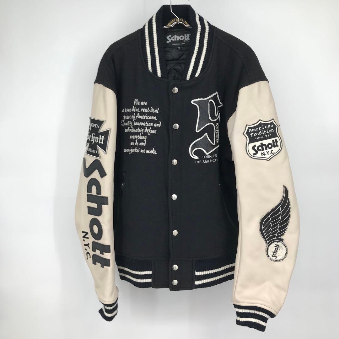 Schott スタジャン　42 ウール　牛革