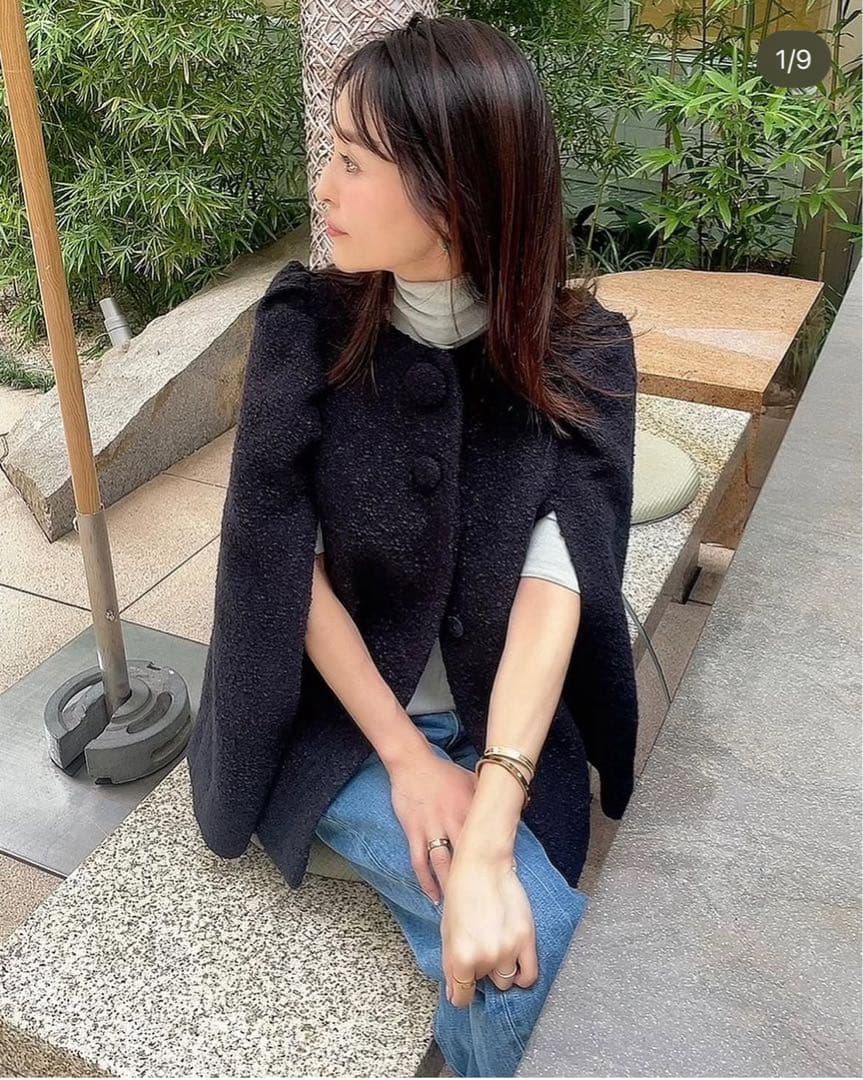 希少☆美品 MARONENONFEE マーロンエノンフィ ラウンドボタンポンチョ