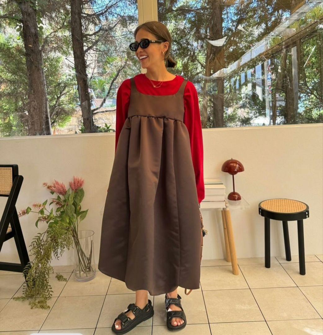 バルーンシルエットワンピース 黒