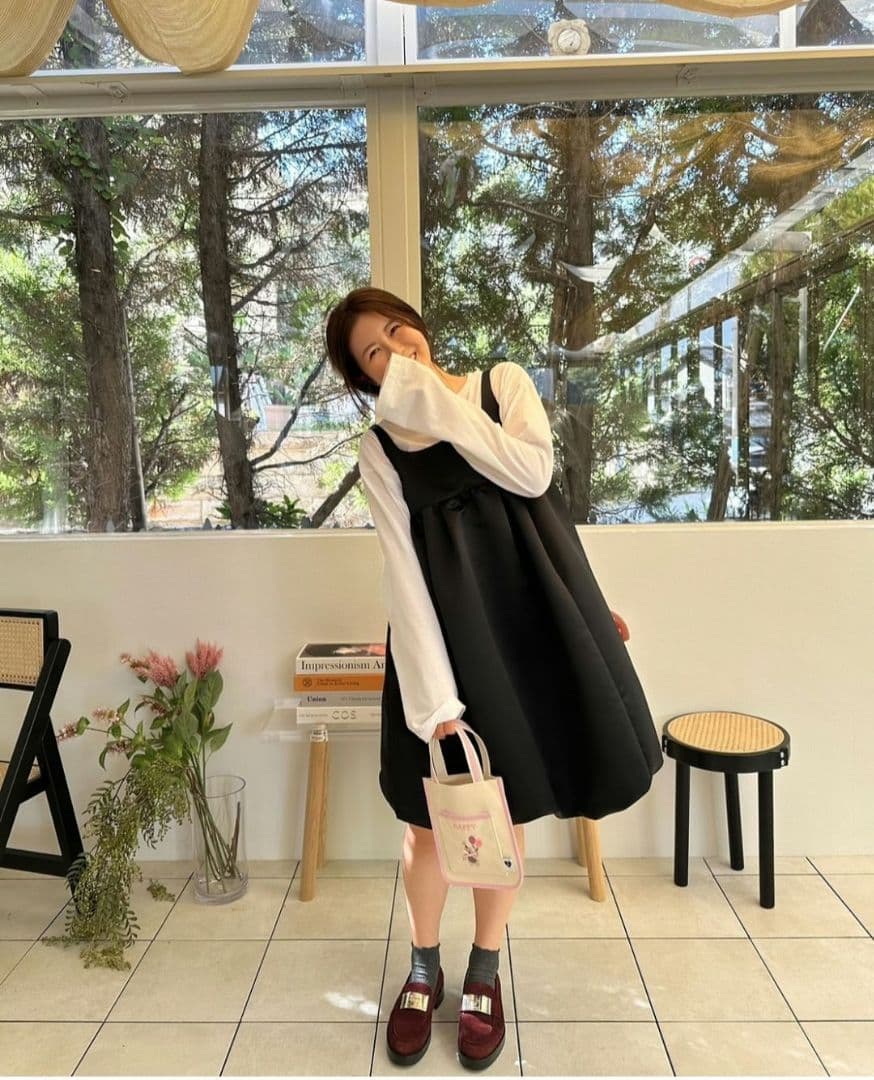 バルーンシルエットワンピース 黒