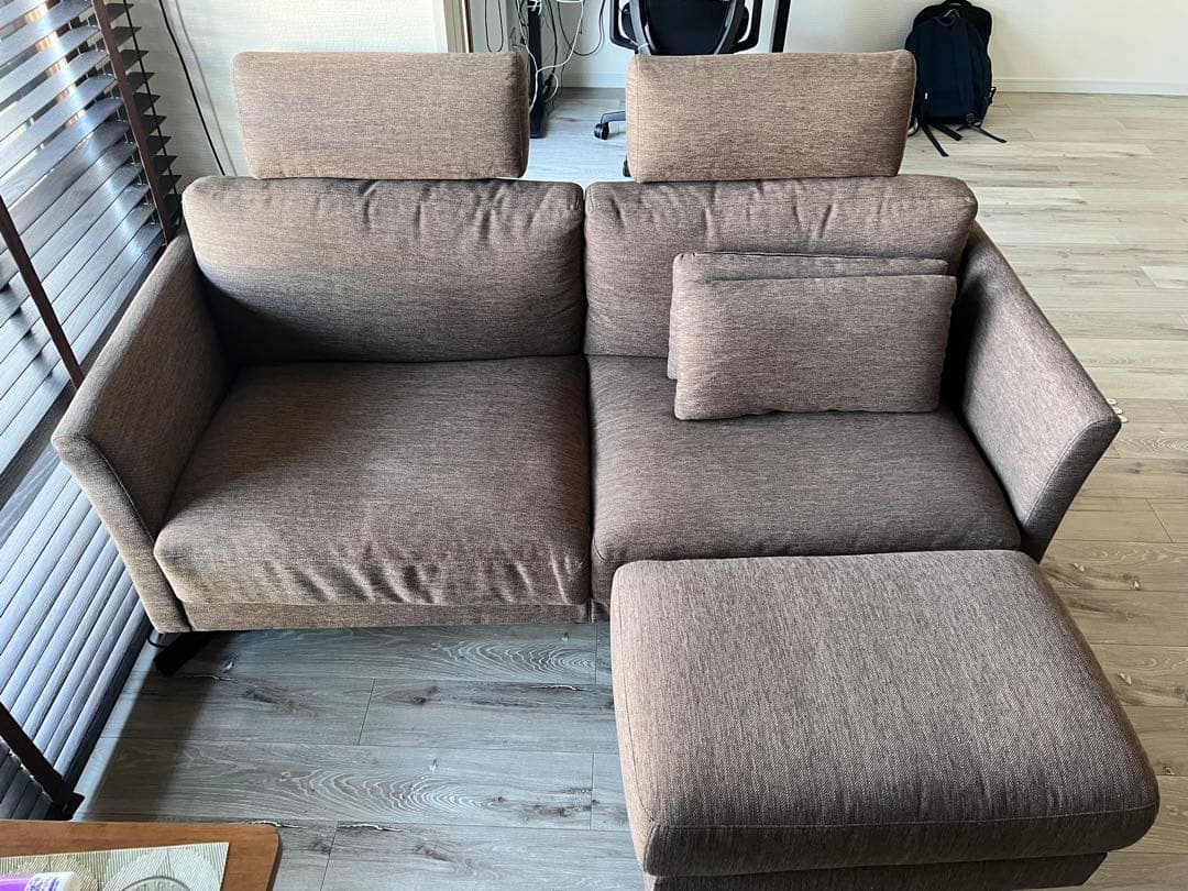 [オットマンのみ]ブラウン カウチソファ 2-3人掛け_オットマン