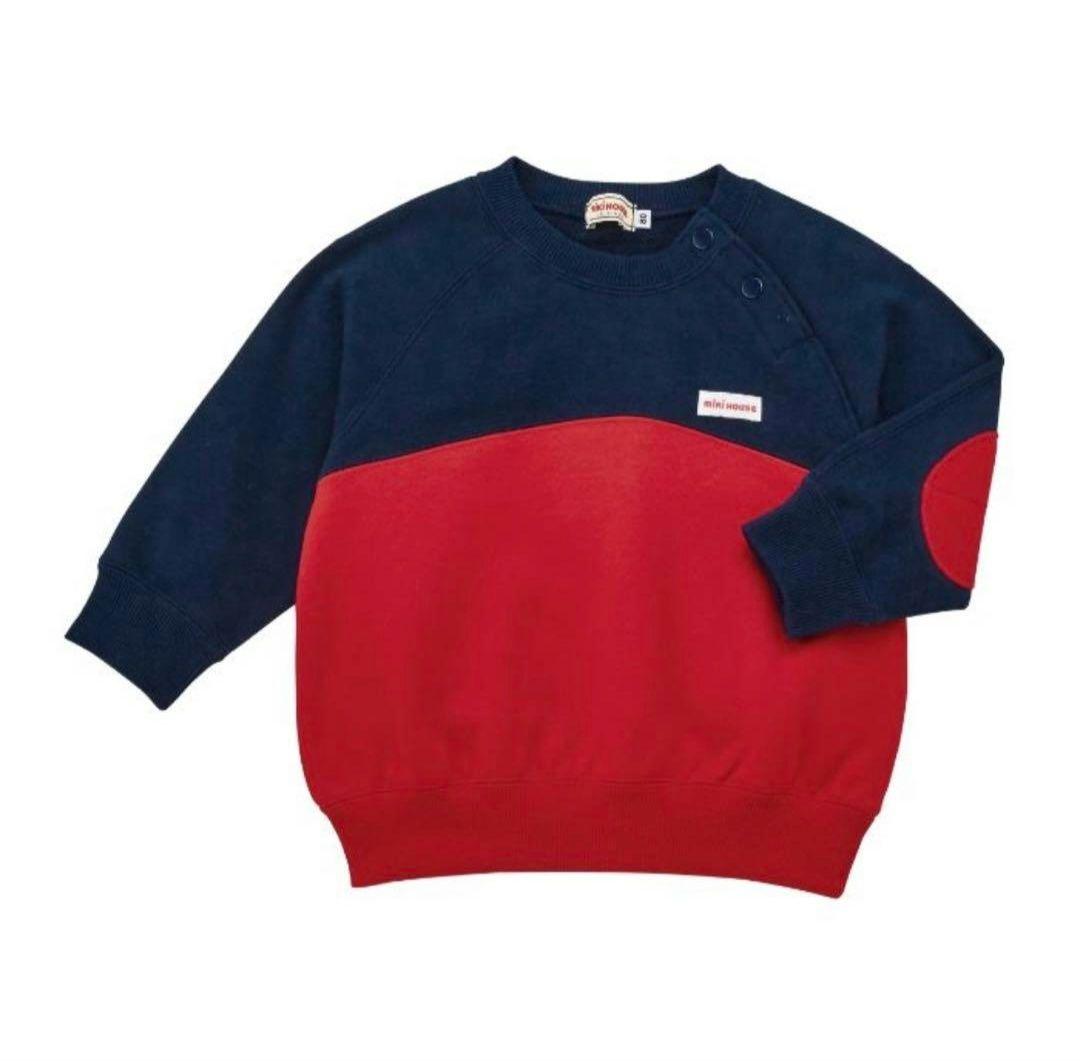 ミキハウス　mikihouse バックロゴトレーナー　100 赤×紺