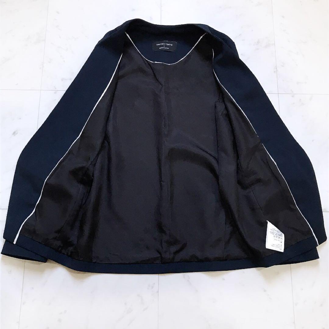 UNITED TOKYO ユナイテッドトウキョウ ノーカラージャケット ネイビー