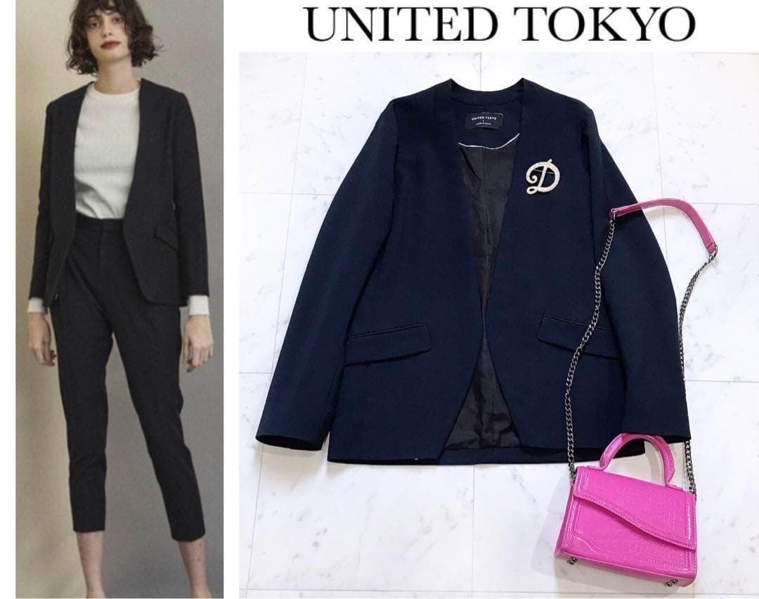 UNITED TOKYO ユナイテッドトウキョウ ノーカラージャケット ネイビー