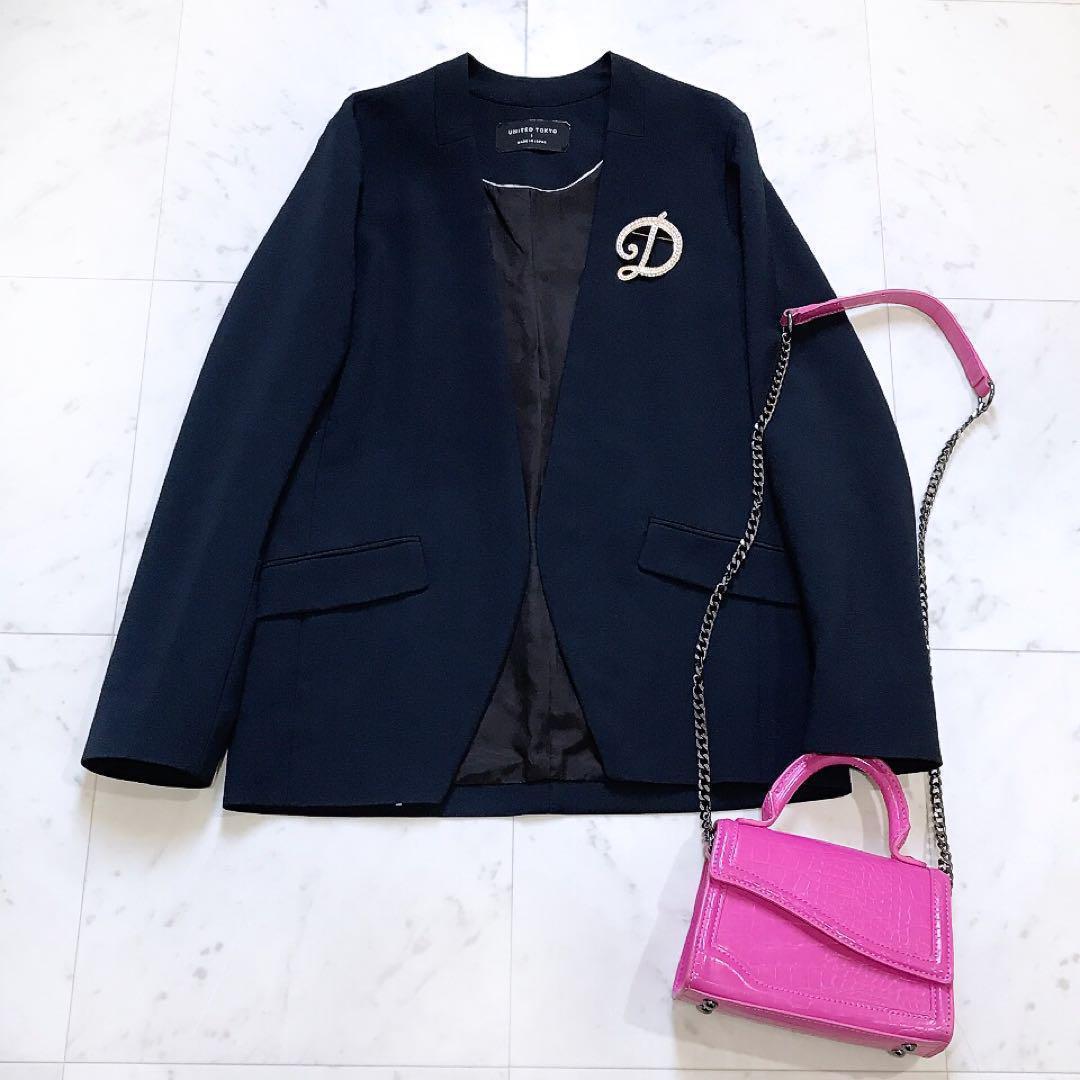 UNITED TOKYO ユナイテッドトウキョウ ノーカラージャケット ネイビー