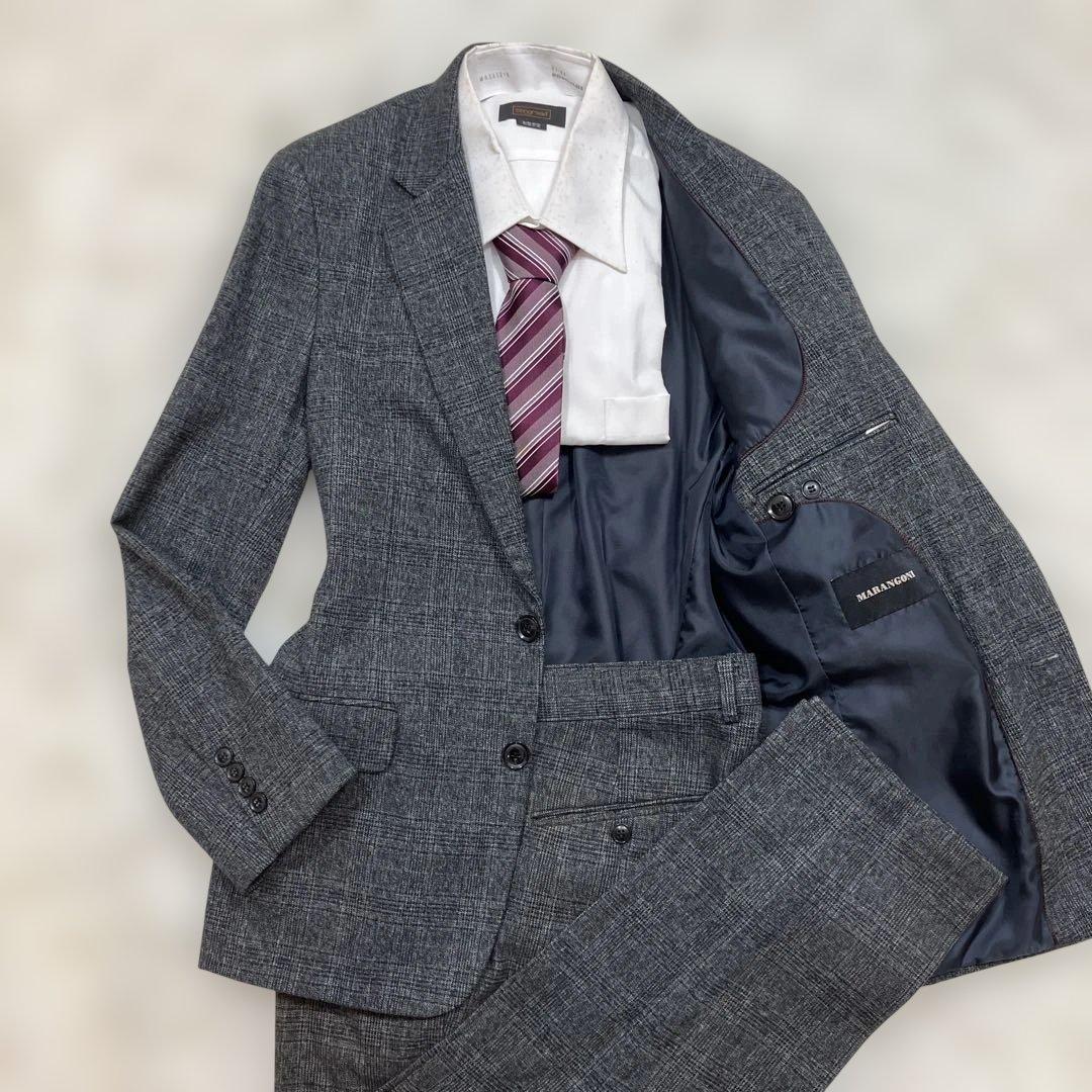 極美品 スーツセットアップ グレンチェック ダークグレー XLサイズ