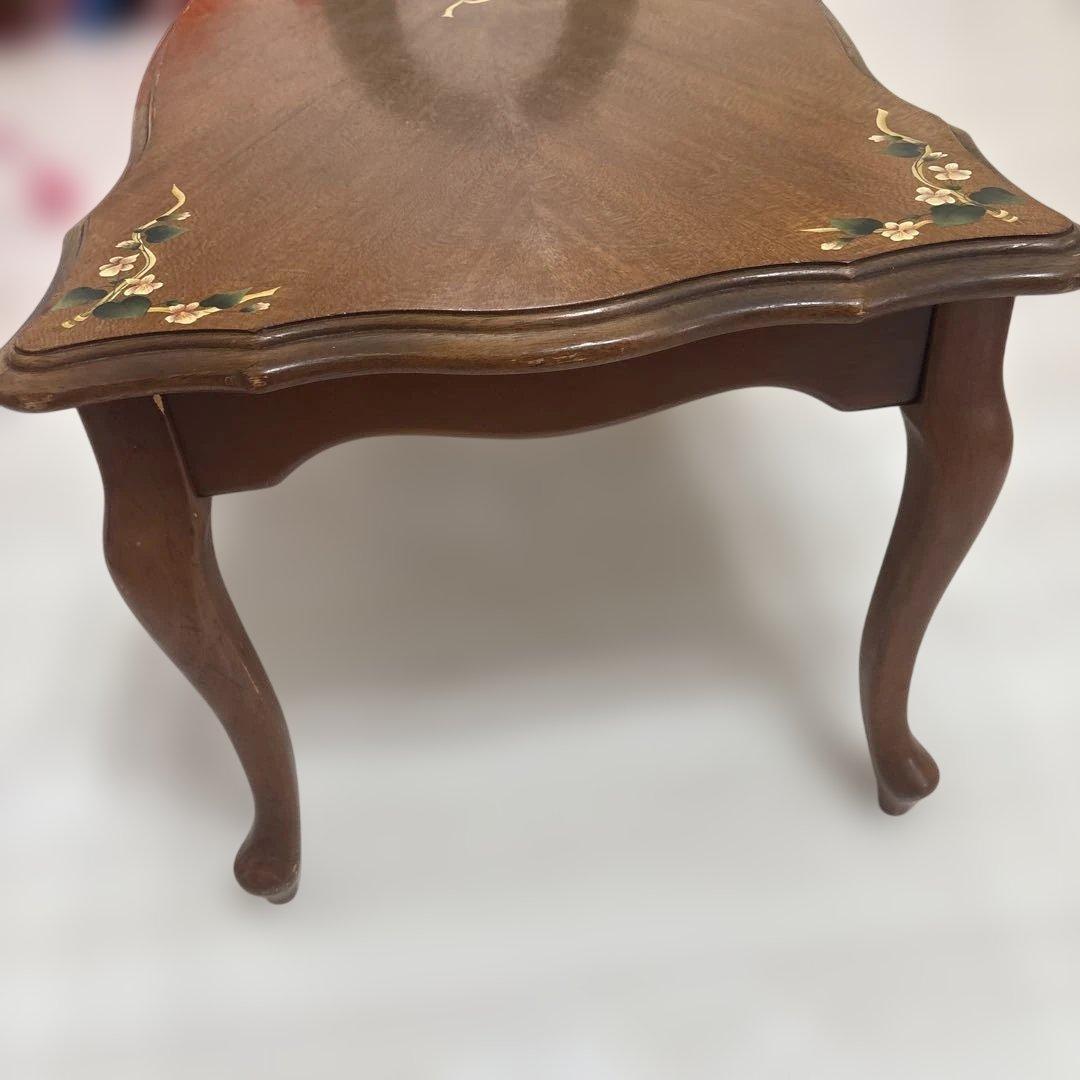 【昭和レトロ】Maruni 木製 花柄装飾 センターテーブル アンティーク