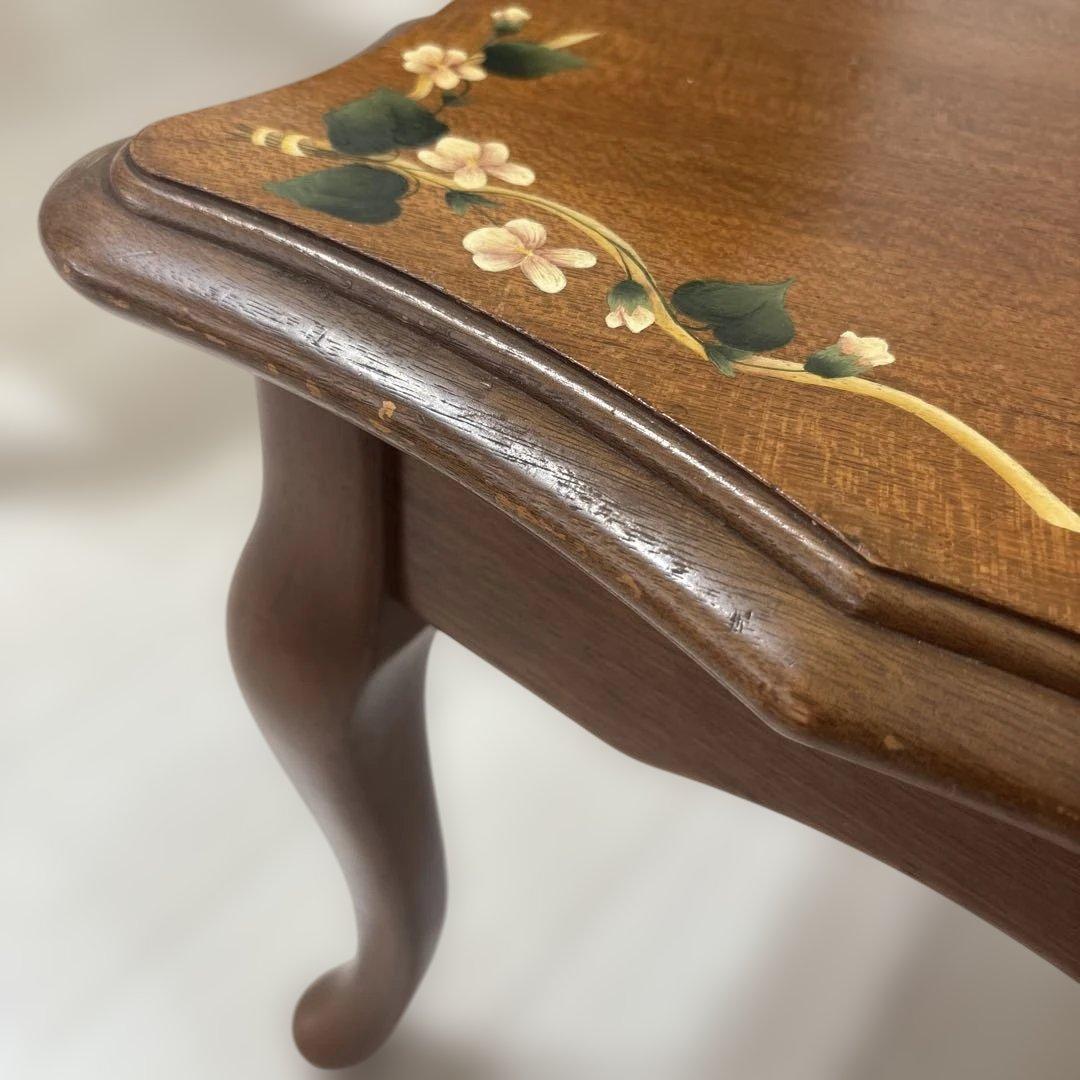 【昭和レトロ】Maruni 木製 花柄装飾 センターテーブル アンティーク