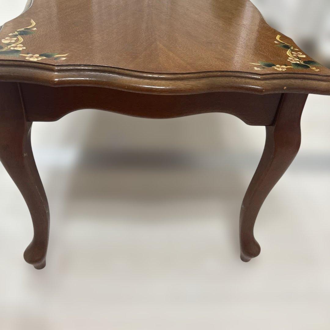 【昭和レトロ】Maruni 木製 花柄装飾 センターテーブル アンティーク