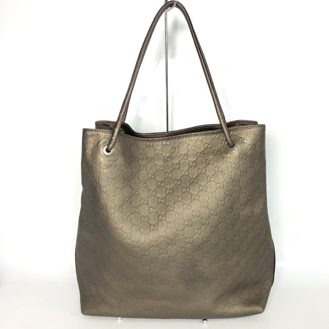 GUCCI グッチ グッチシマ レザー ブラウン トートバッグ レディース