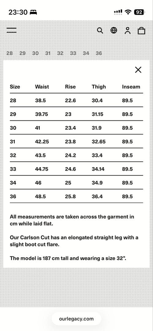 Our legacy CARLSON CUT サイズ28