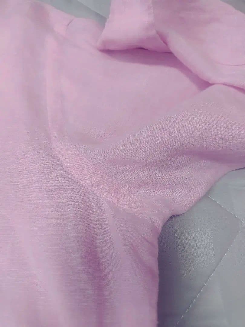 ラルフローレンピンク リネン 長袖シャツ ポロ刺繍