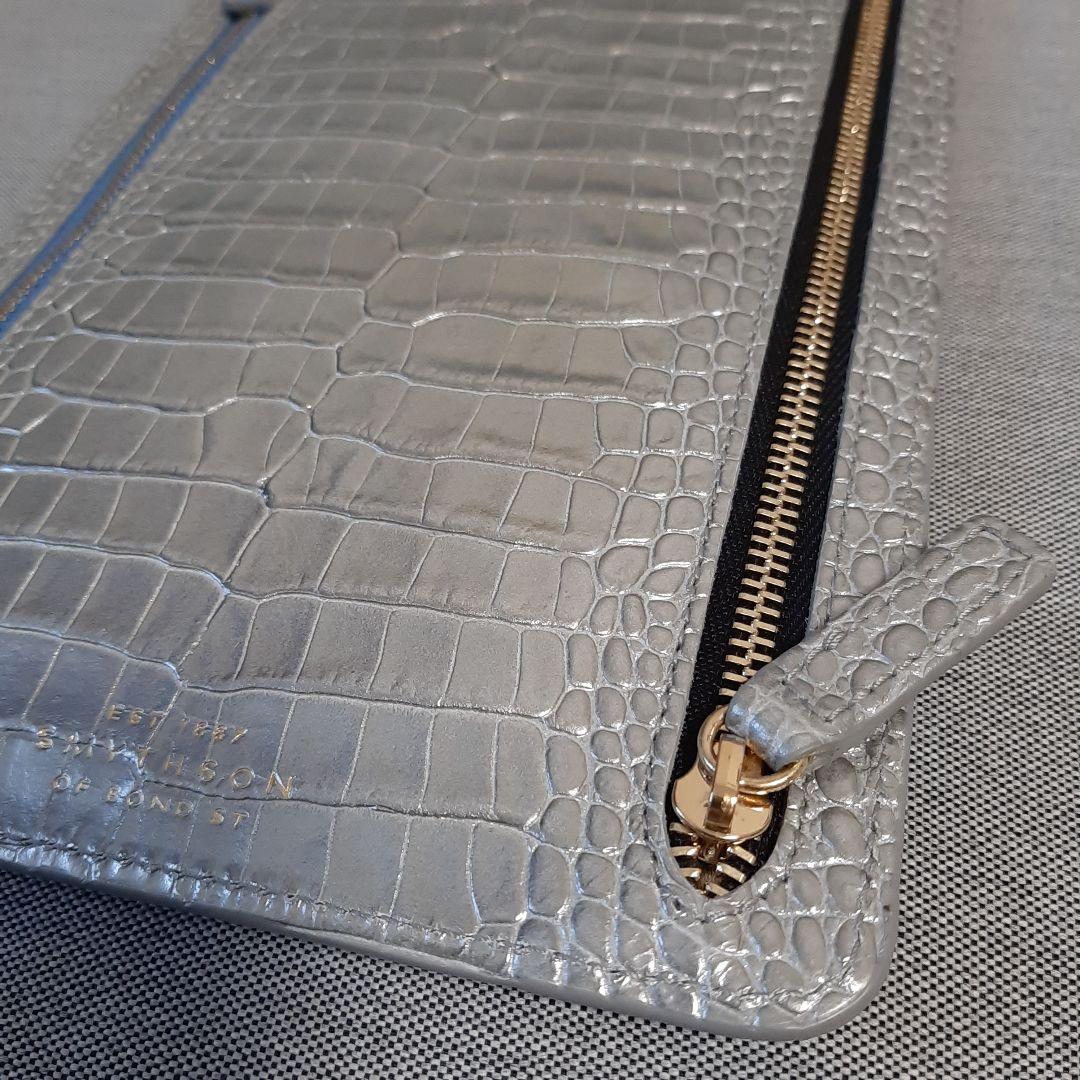 【新品未使用】SMYTHSON スマイソン マラ マルチジップケース シルバー
