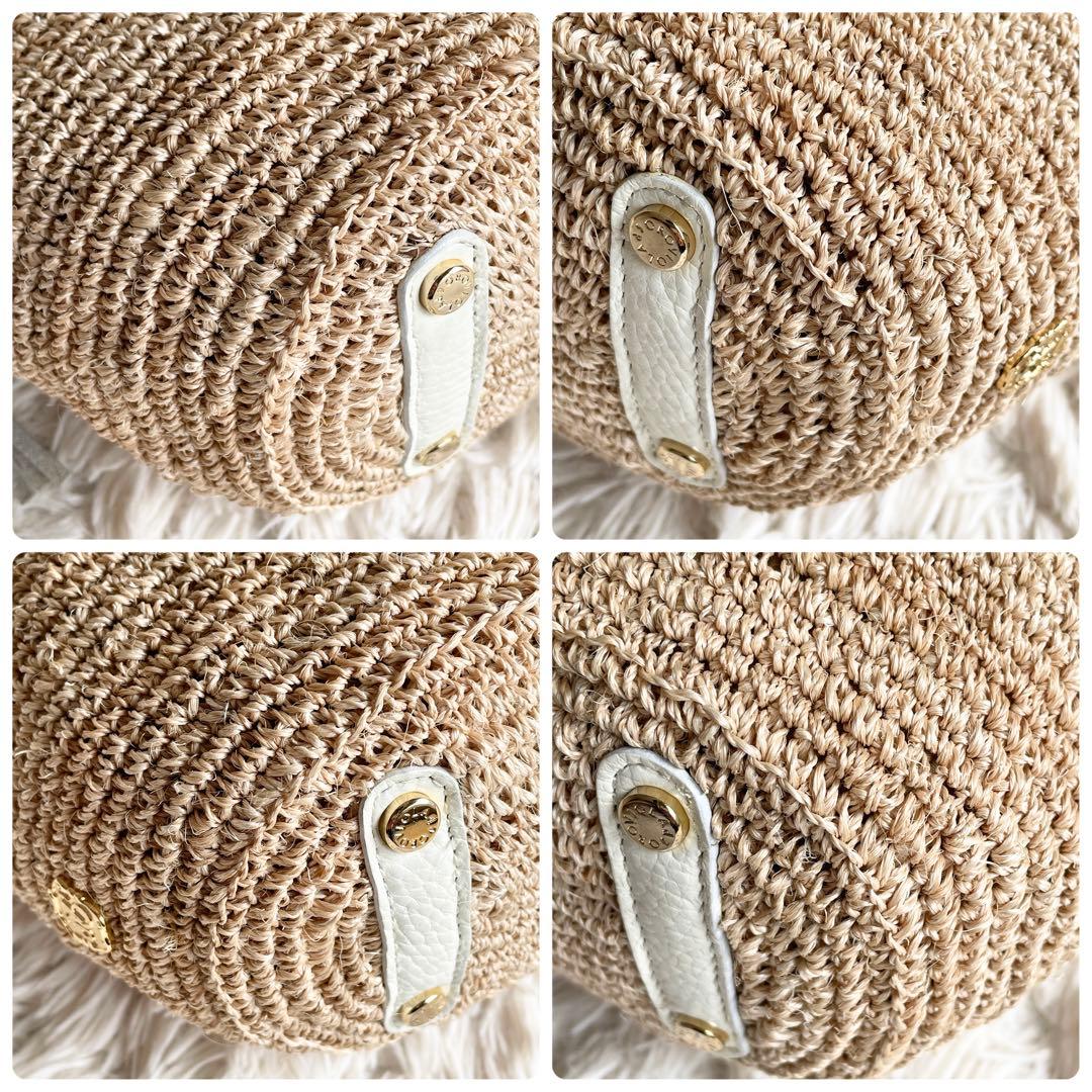 未使用級 ヴィオラドーロ 2WAYワンショルダーバッグ かごバッグ タッセル 白