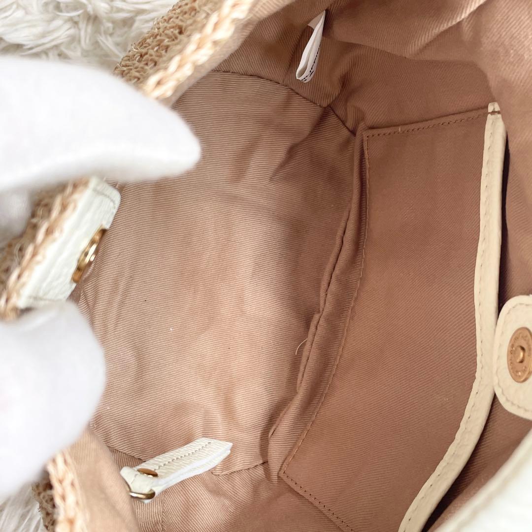 未使用級 ヴィオラドーロ 2WAYワンショルダーバッグ かごバッグ タッセル 白