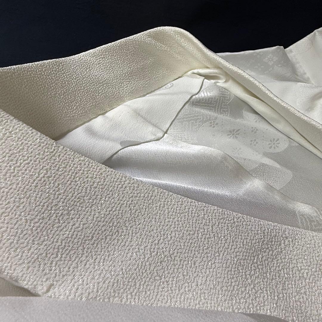 花嫁用　長襦袢 身丈136cm 裄65cm 特別衿　白　化繊 手縫【中古】雲どり