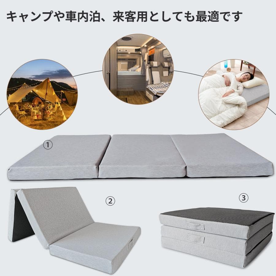 マットレス 三つ折りマットレス 2層高反発極厚10cm シングル折りたたみマット