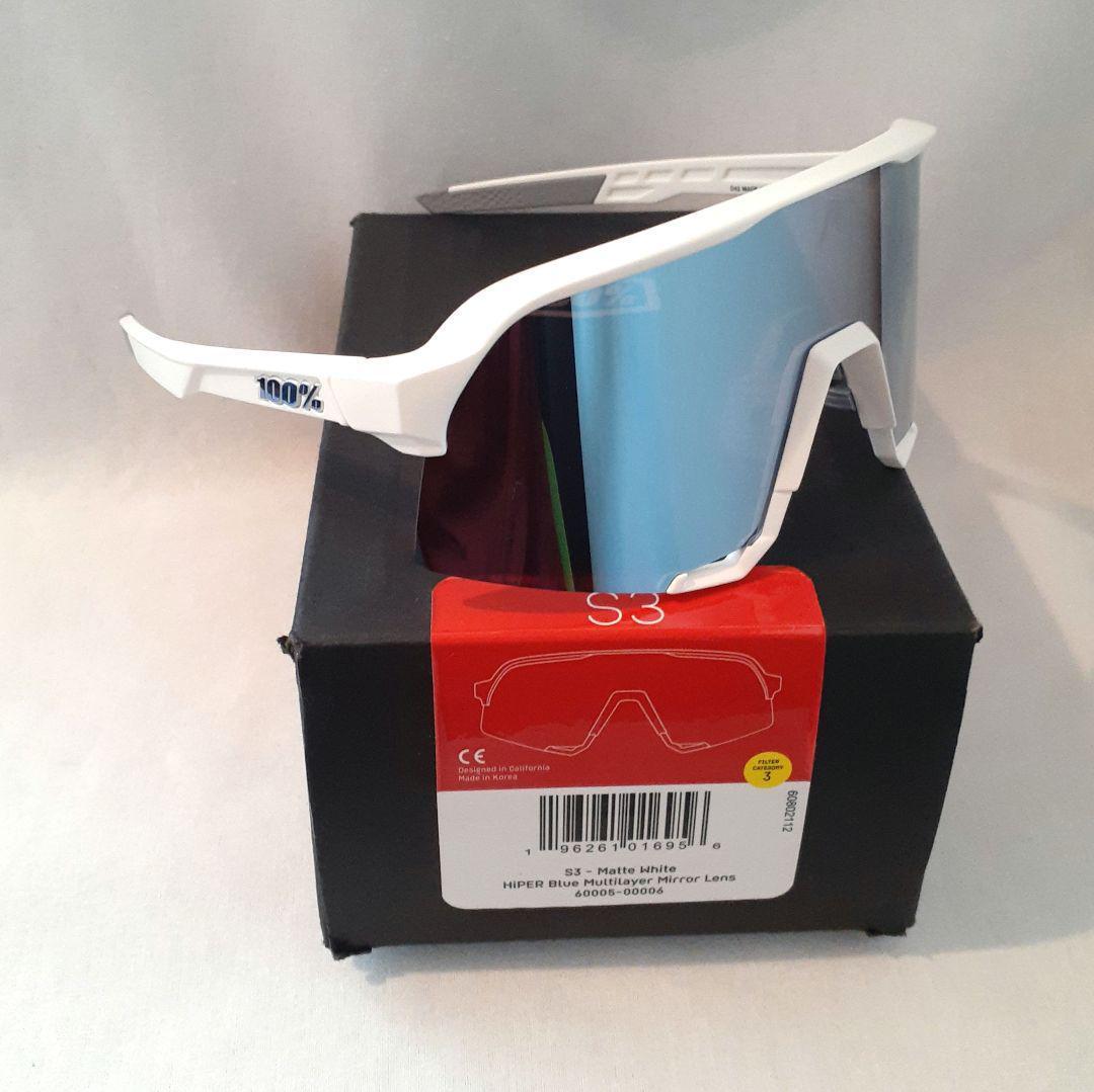 100% S3 ホワイト ブルー ワンハンドレッド サングラス