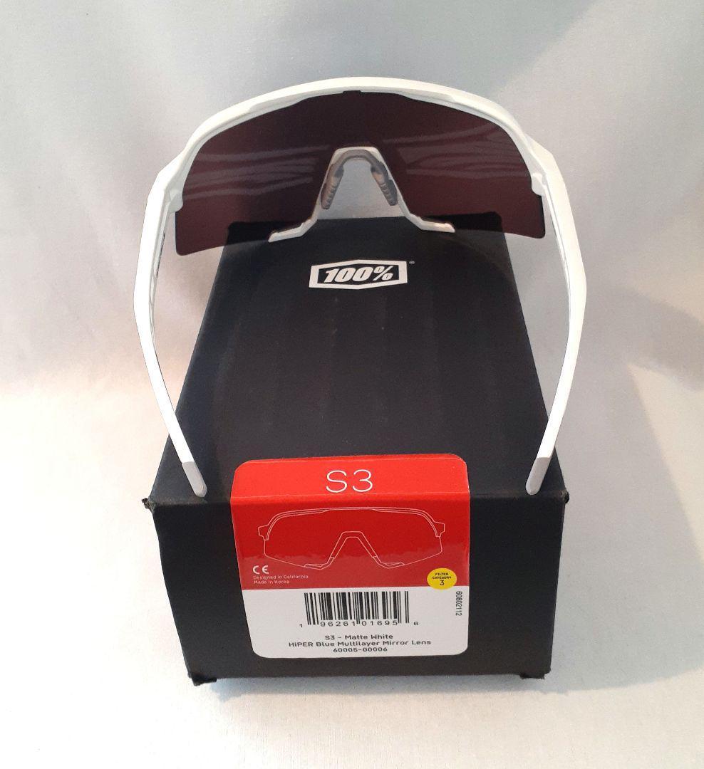 100% S3 ホワイト ブルー ワンハンドレッド サングラス