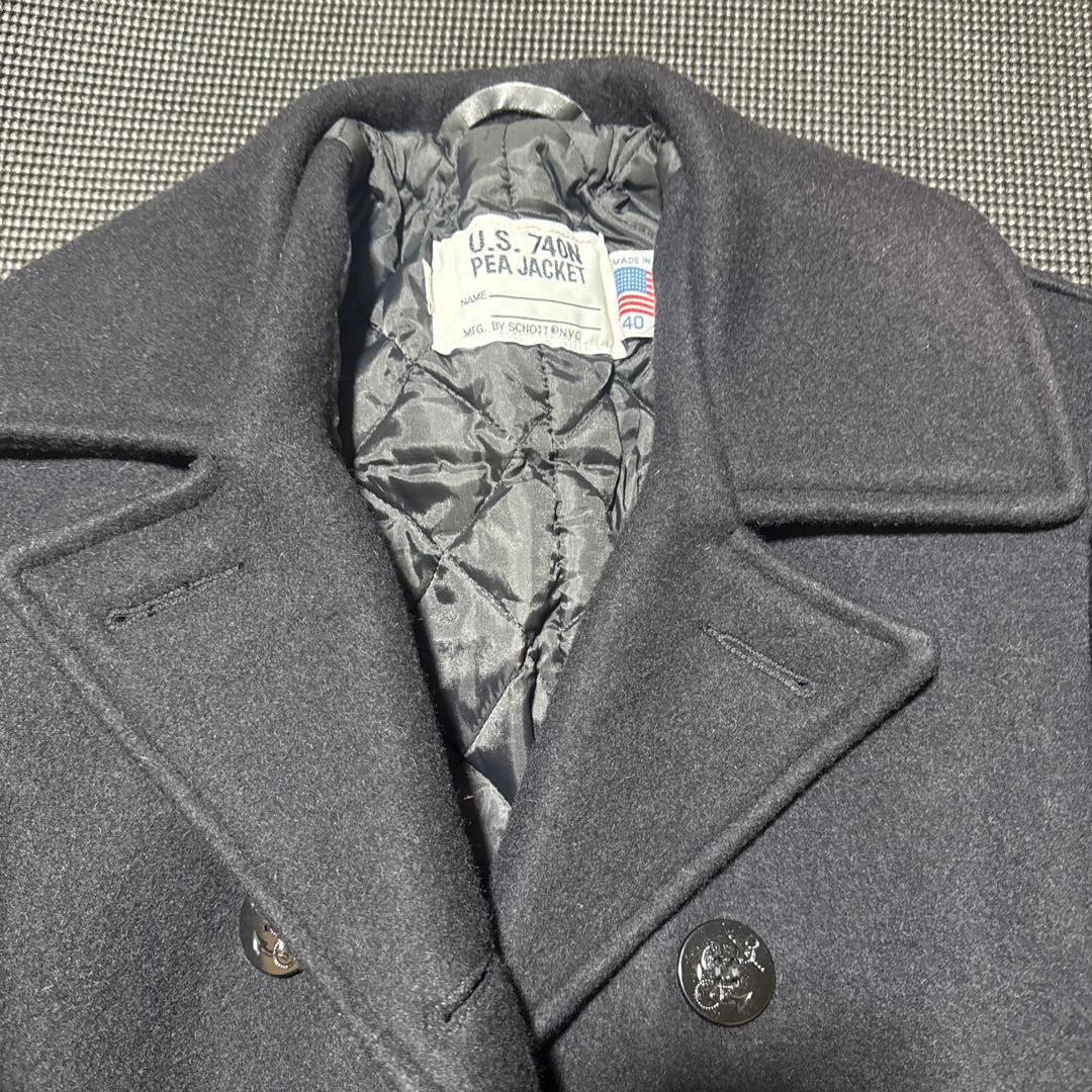 極美品　ショット　ピーコート　ウールメルトン　キルティング　40　USA製　黒
