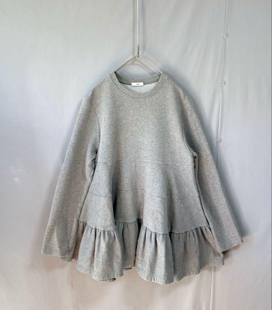 yori 速乾裏毛ティアードフリルカットソー　グレー