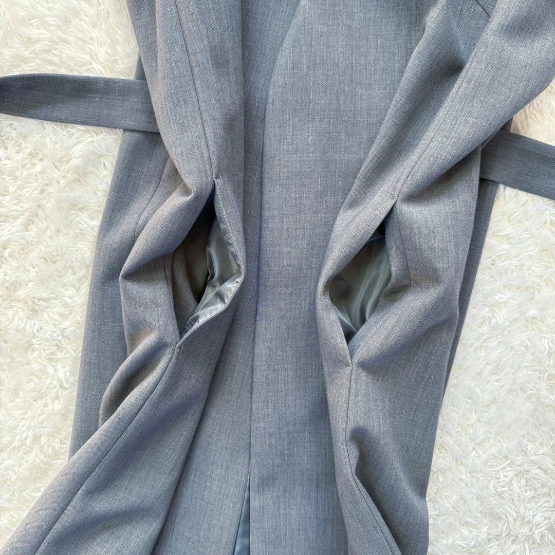 ソージュ　ウールライクロングジレ　ベスト　ロング丈　無地　グレー　F　ベルト