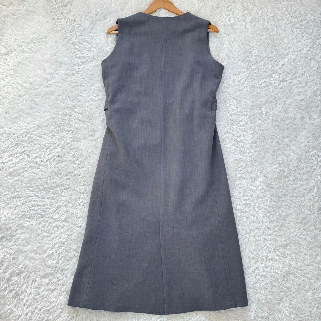 ソージュ　ウールライクロングジレ　ベスト　ロング丈　無地　グレー　F　ベルト