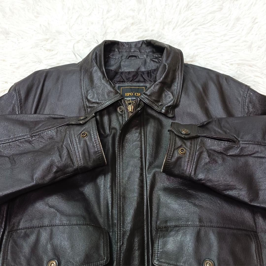 人気✨　フライトジャケット　g1　レザー　ブルゾン　短丈　ボア　豚革　茶色　M