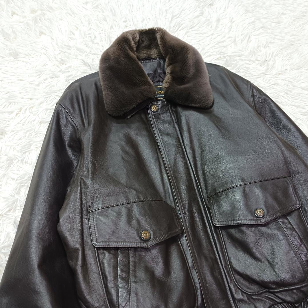 人気✨　フライトジャケット　g1　レザー　ブルゾン　短丈　ボア　豚革　茶色　M