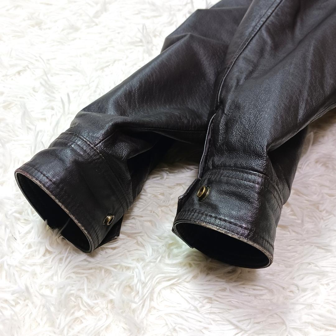 人気✨　フライトジャケット　g1　レザー　ブルゾン　短丈　ボア　豚革　茶色　M