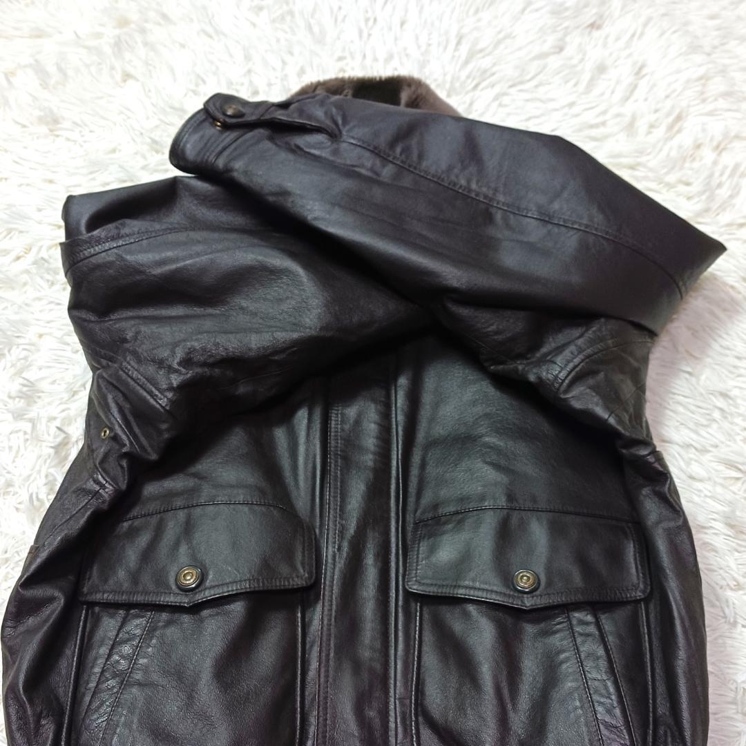 人気✨　フライトジャケット　g1　レザー　ブルゾン　短丈　ボア　豚革　茶色　M