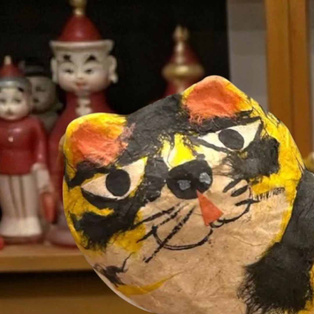 1972年栃木県廃絶郷土玩具 「やはた工房」五十嵐豊 の虎の張子（烏山和紙）民藝