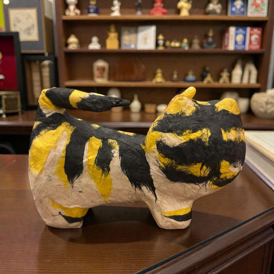 1972年栃木県廃絶郷土玩具 「やはた工房」五十嵐豊 の虎の張子（烏山和紙）民藝