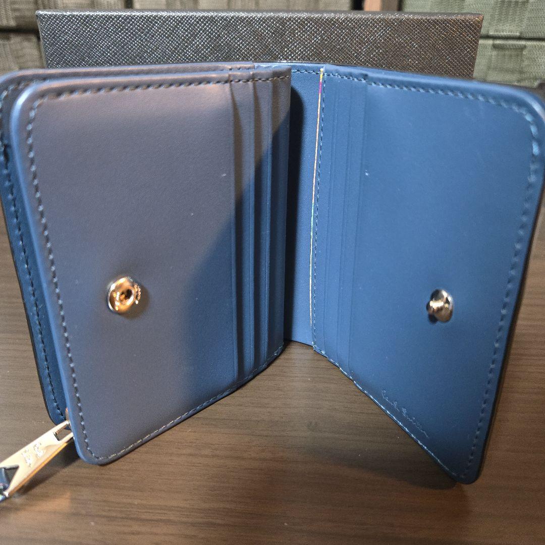 Paul Smith 二つ折り財布 ブラック/ブルー 箱付き(ポールスミス)